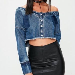 Missguided denim off the shoulder top